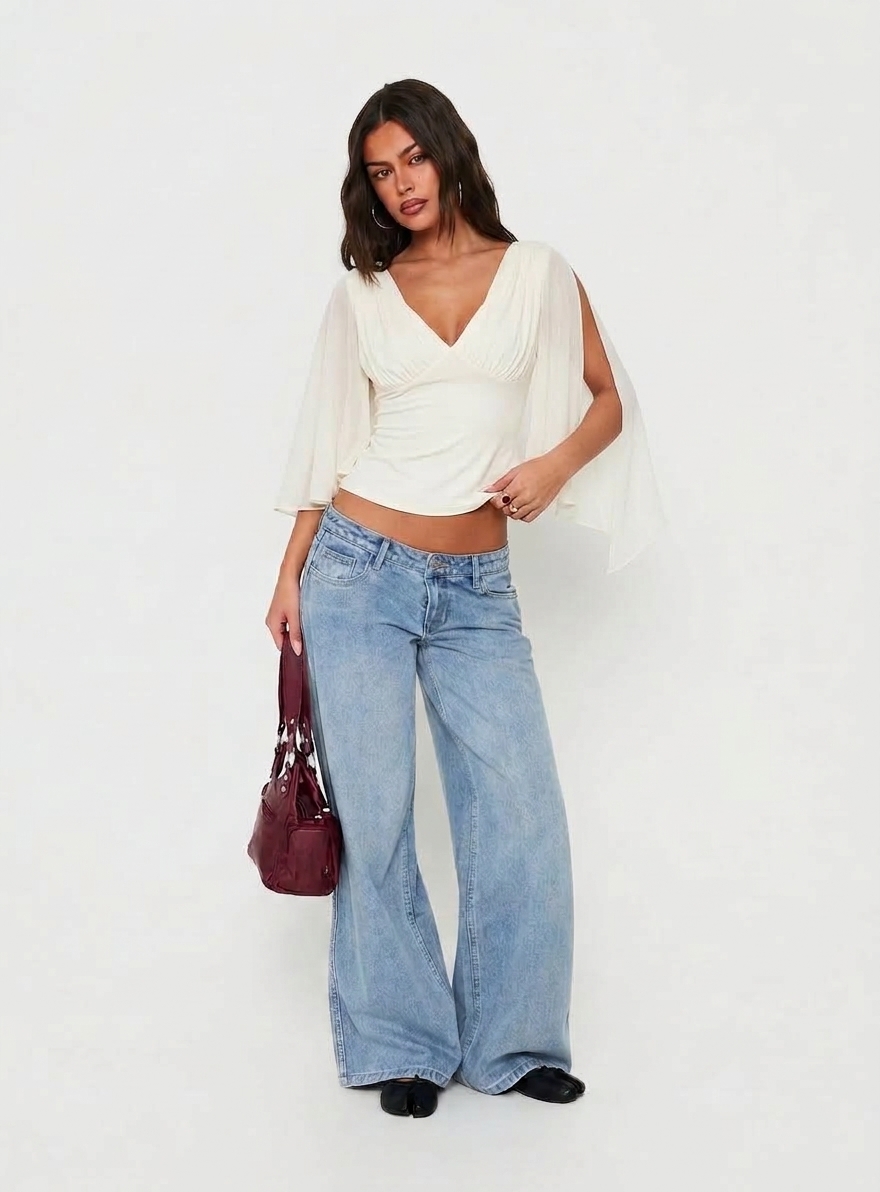 Angel Sleeve V-Neck Blouse