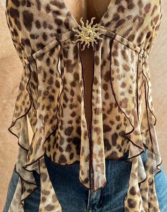 Animal Print Mesh Top