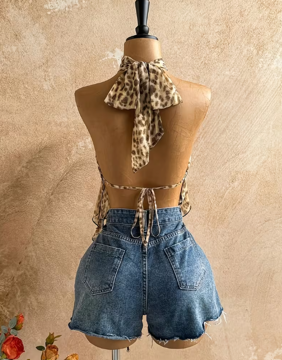 Animal Print Mesh Top