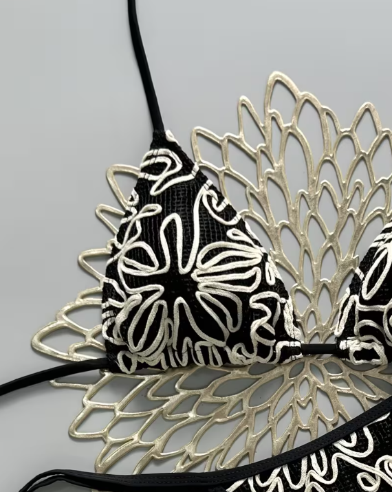 Black & White Embroidered Bikini
