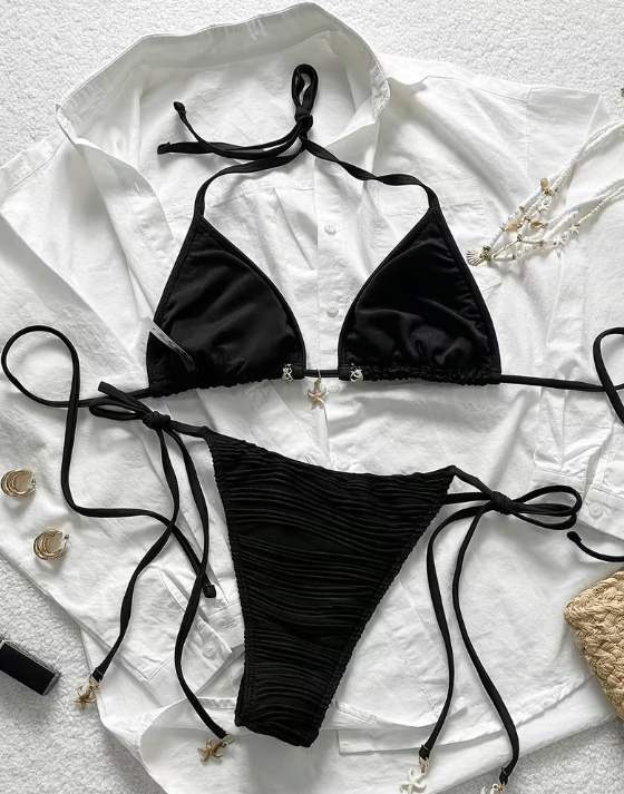 Black Embellished Bikini