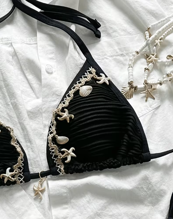 Black Embellished Bikini