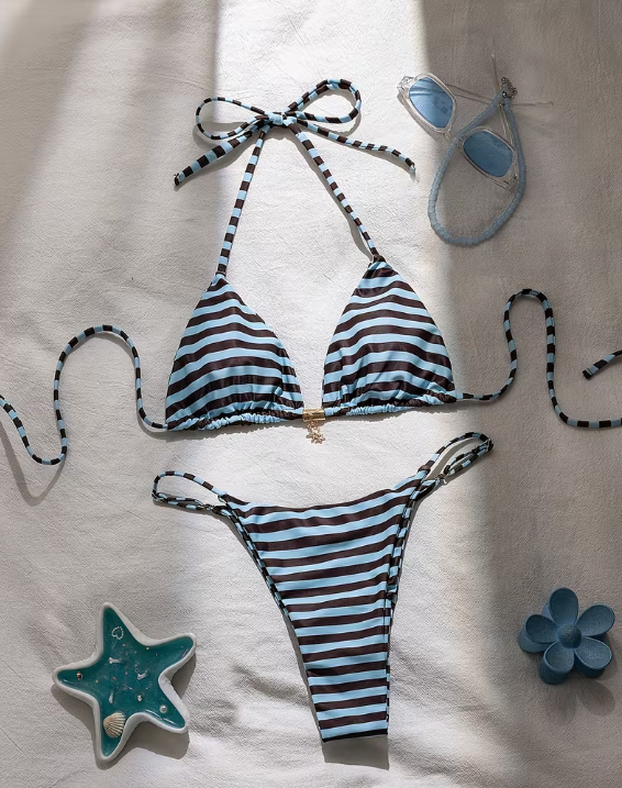 Blue Striped Bikini