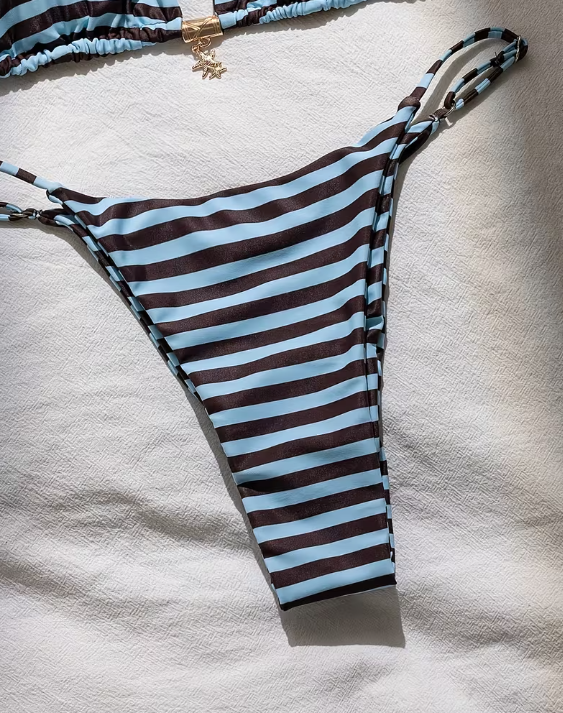 Blue Striped Bikini