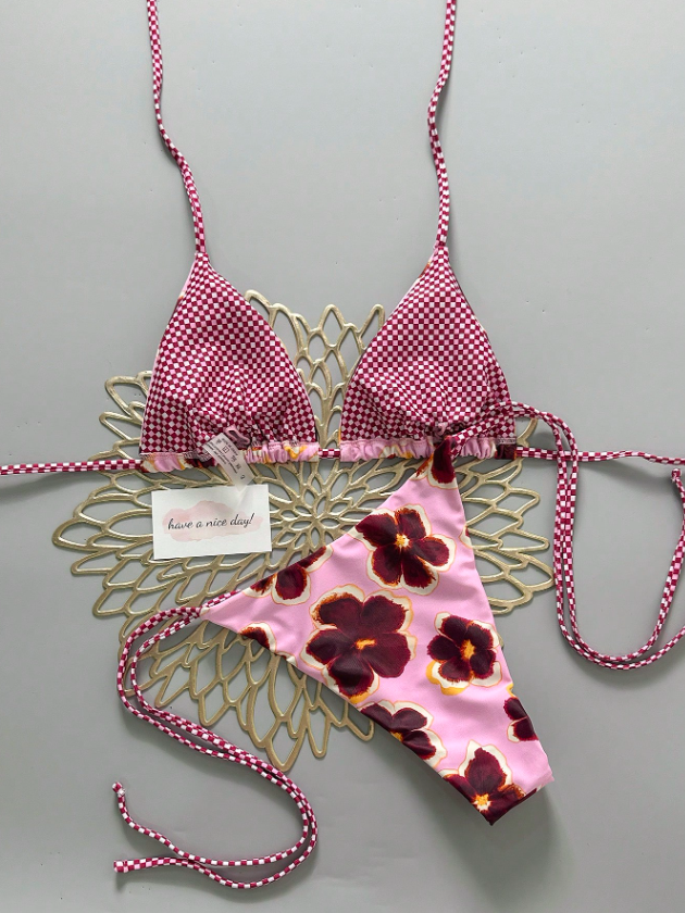 Floral Checkered Bikini