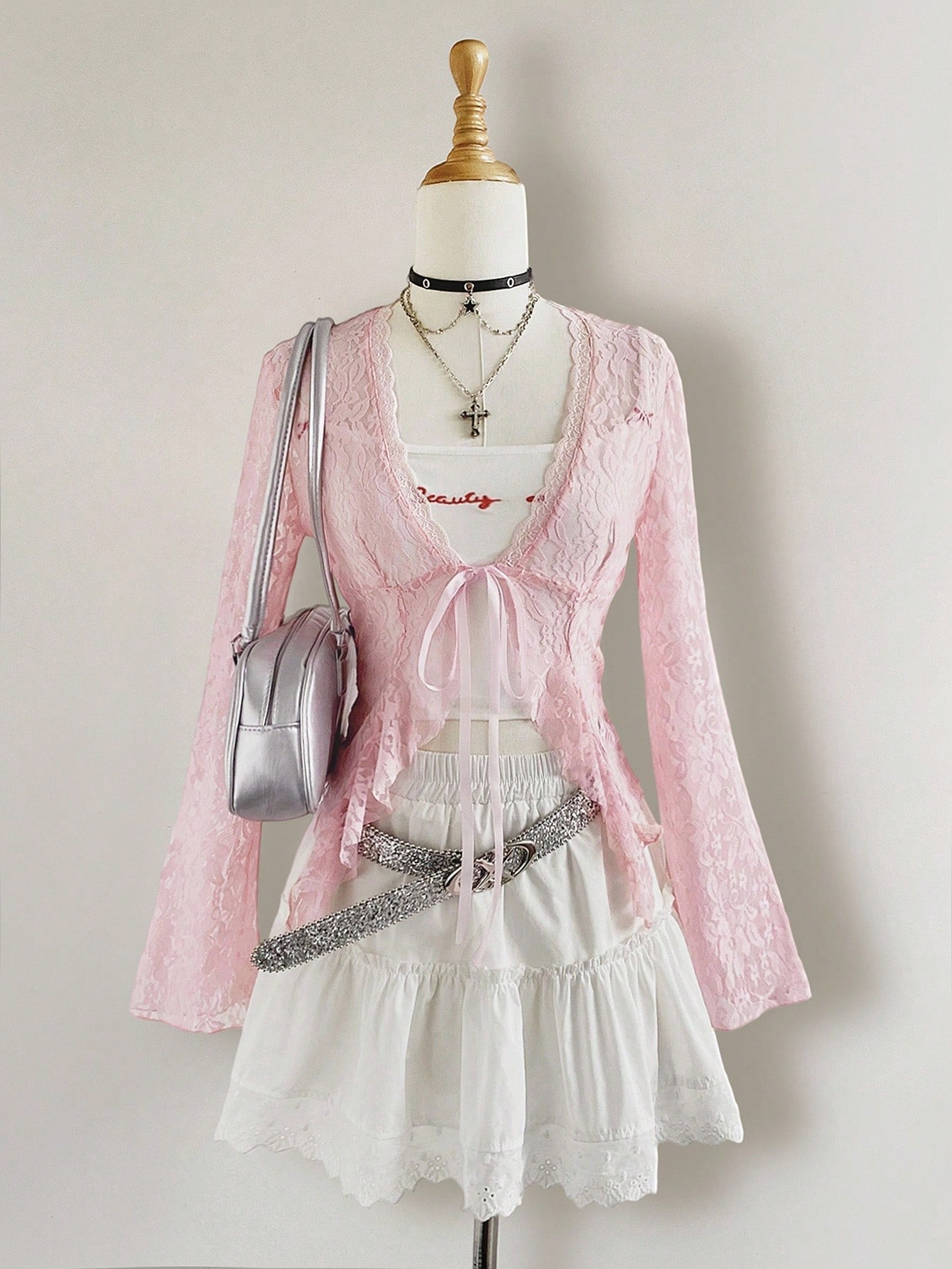 Pink Lace Cardigan