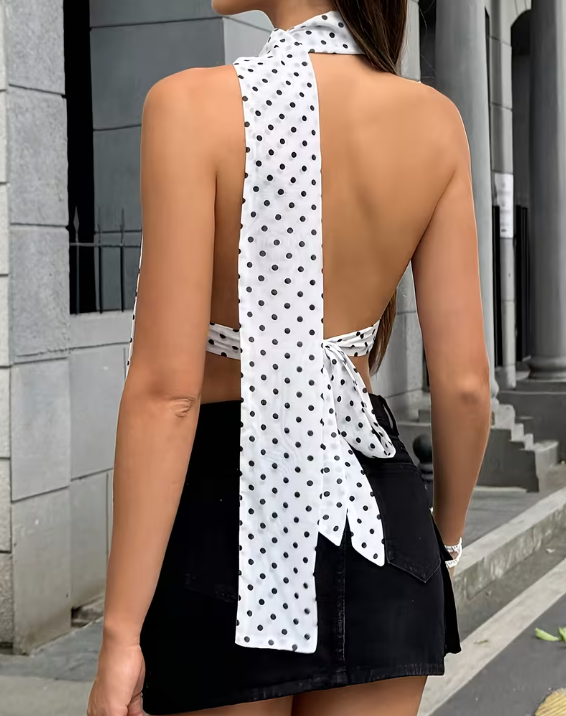 Polka Dots Backless Top