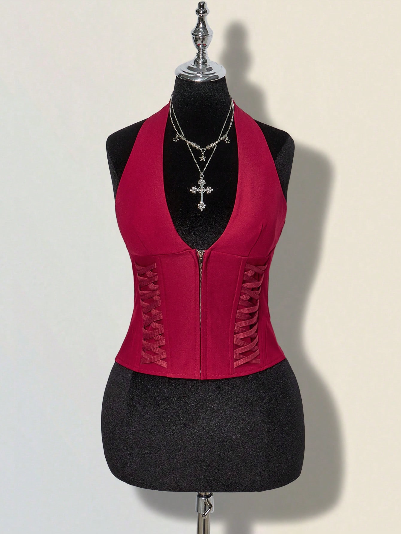 Red Halter Corset Top
