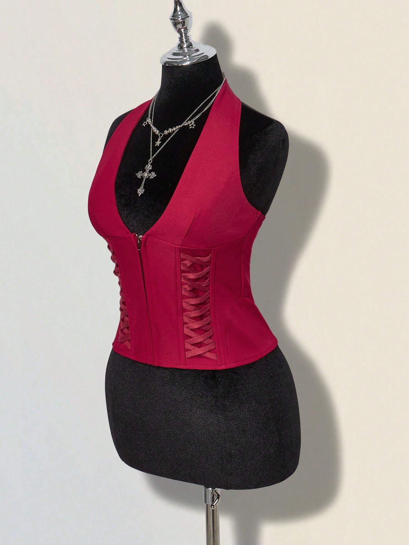 Red Halter Corset Top