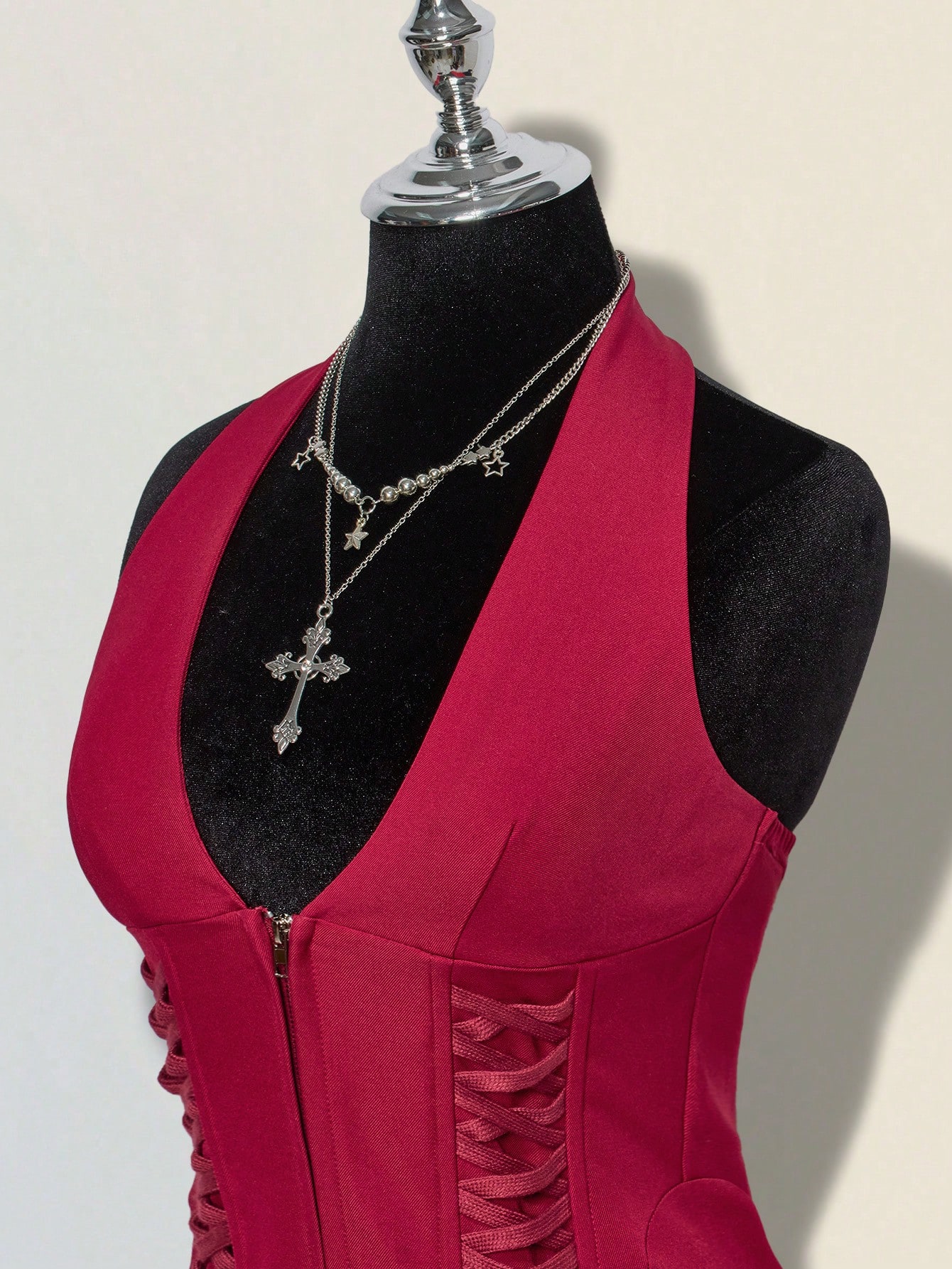 Red Halter Corset Top