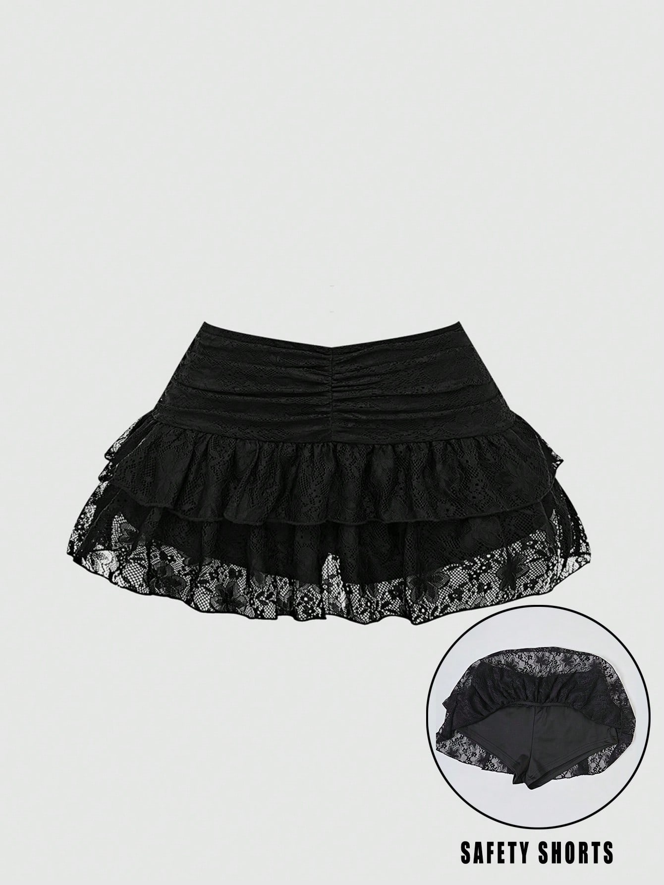 Ruffled pleated lace skirt