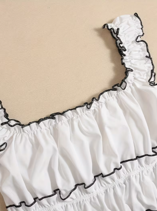 Ruffled Top With Ribbons