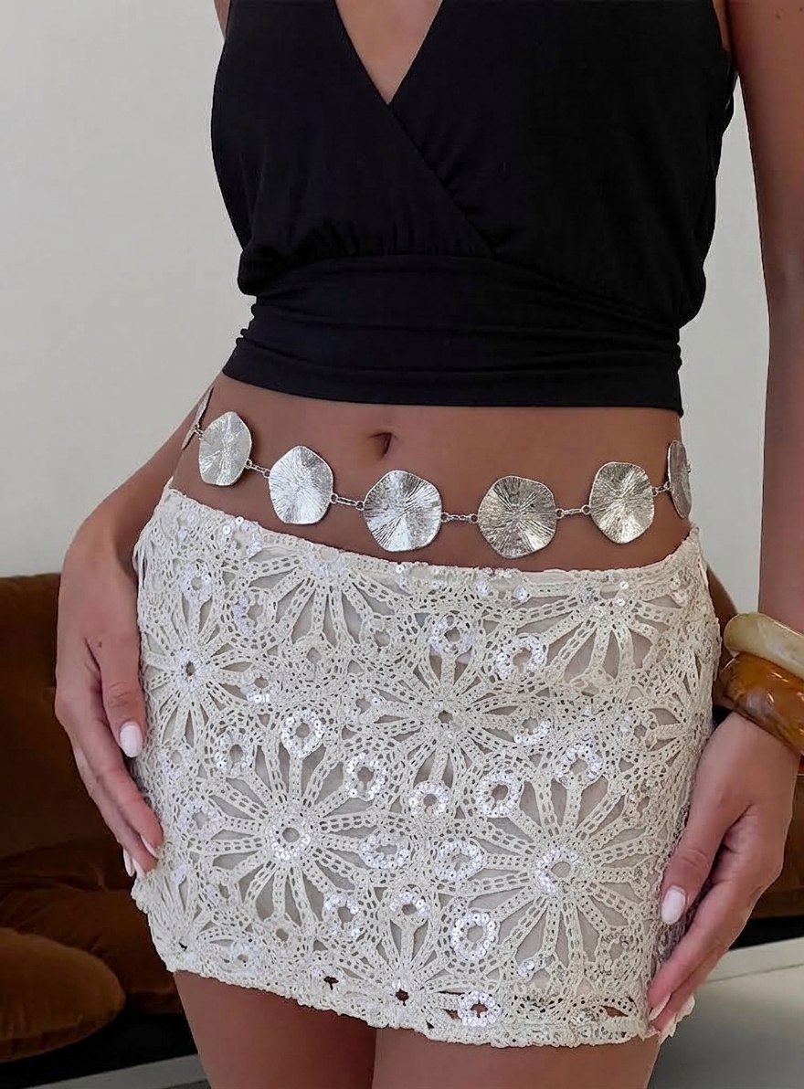 Silvery Pentagonal Belt